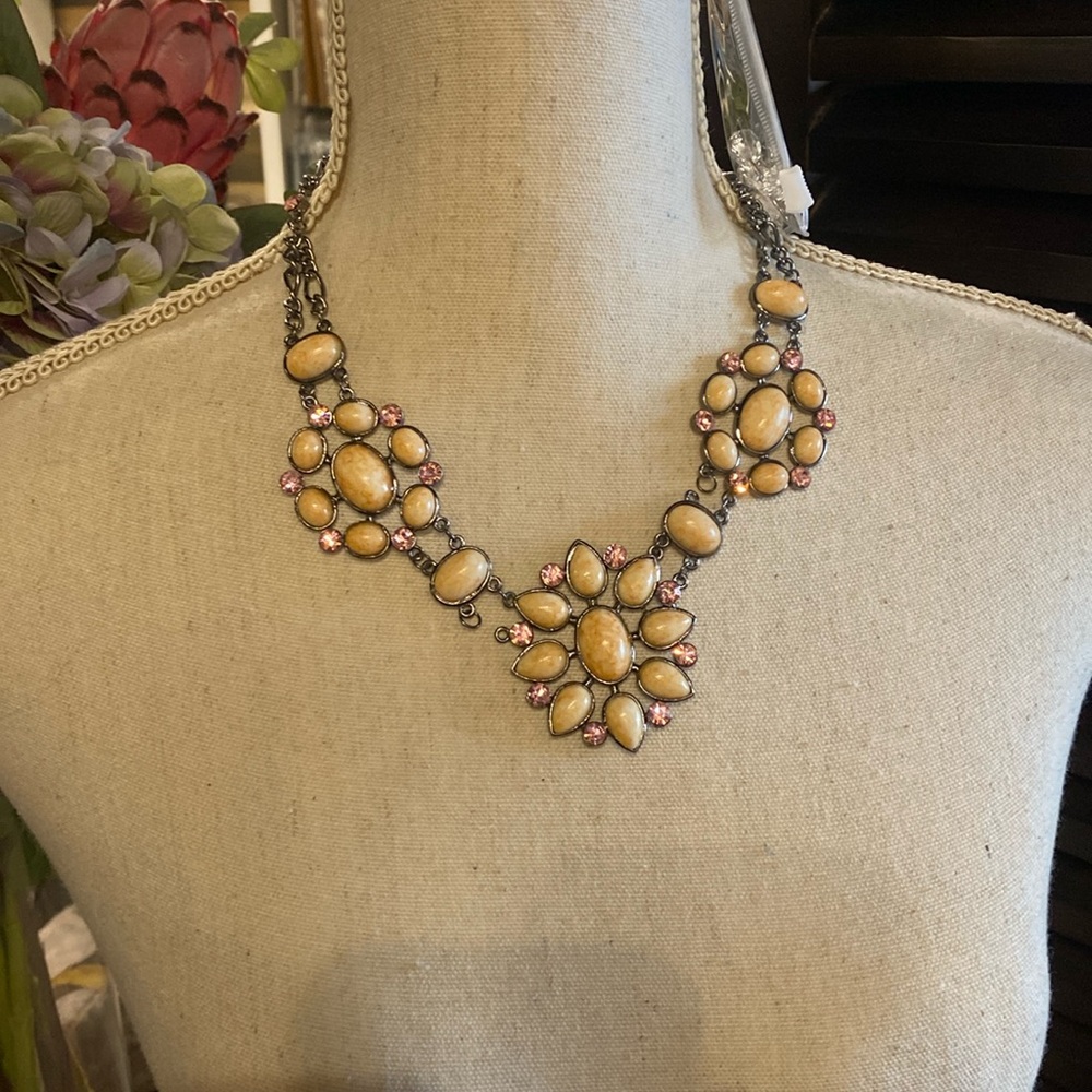 Pink & Orange Stone Necklace